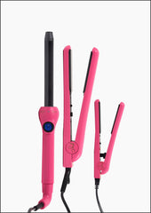 Lola Set - Neon Pink:  Ceramic Styler, 19mm Curling wand, Mini Styler